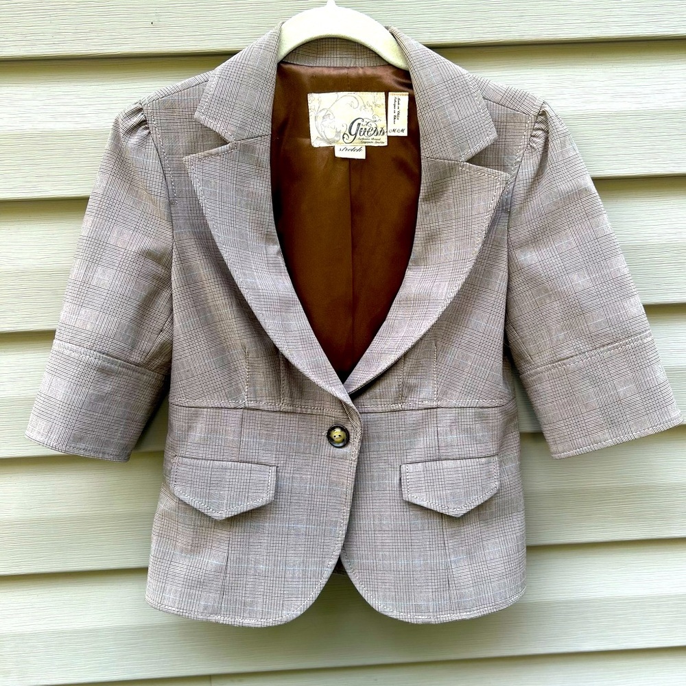 VTG Guess Y2K Medium cropped blazer Officecore boardroom jacket